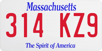 MA license plate 314KZ9