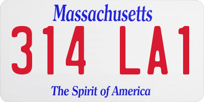 MA license plate 314LA1