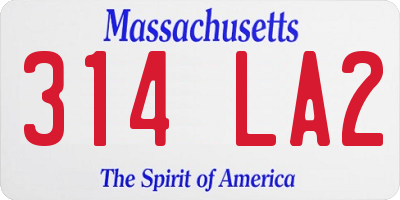 MA license plate 314LA2