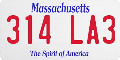 MA license plate 314LA3