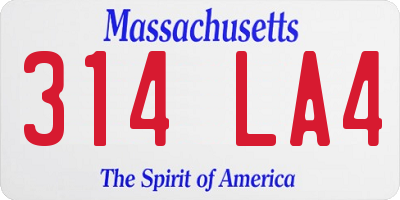 MA license plate 314LA4