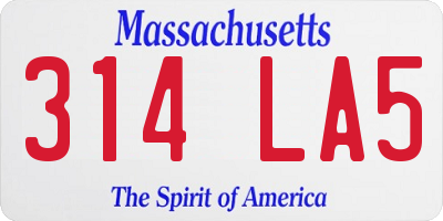 MA license plate 314LA5
