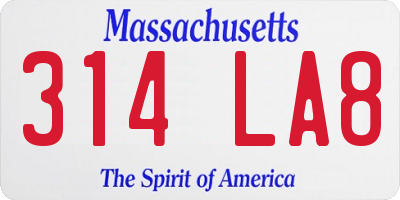MA license plate 314LA8