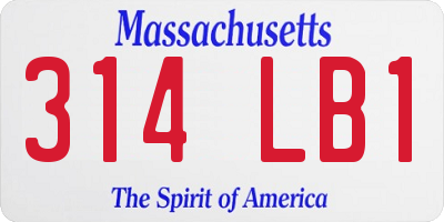 MA license plate 314LB1