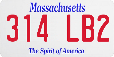 MA license plate 314LB2
