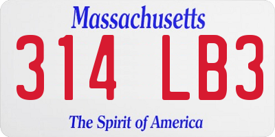 MA license plate 314LB3