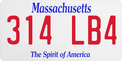 MA license plate 314LB4
