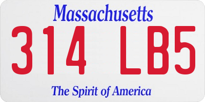 MA license plate 314LB5