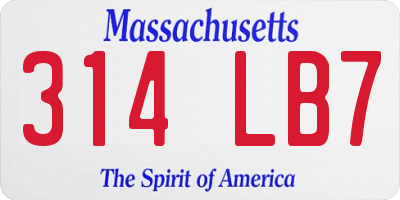 MA license plate 314LB7