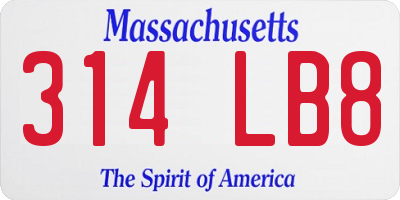 MA license plate 314LB8