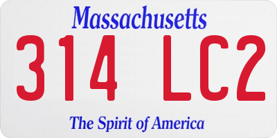 MA license plate 314LC2