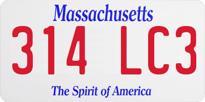 MA license plate 314LC3