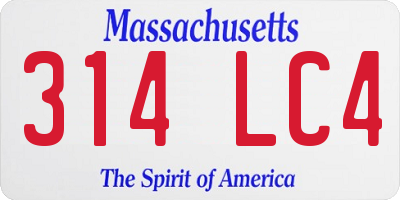 MA license plate 314LC4