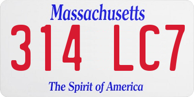 MA license plate 314LC7