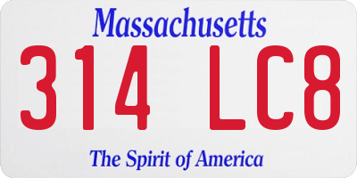 MA license plate 314LC8