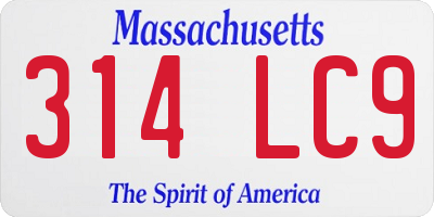 MA license plate 314LC9