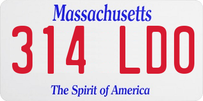 MA license plate 314LD0