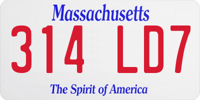 MA license plate 314LD7