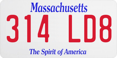 MA license plate 314LD8