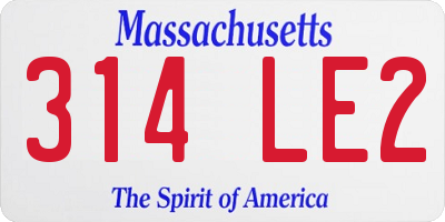 MA license plate 314LE2