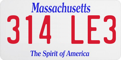MA license plate 314LE3