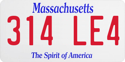 MA license plate 314LE4