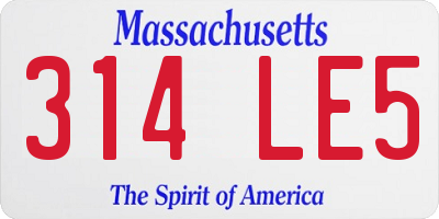 MA license plate 314LE5