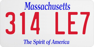 MA license plate 314LE7
