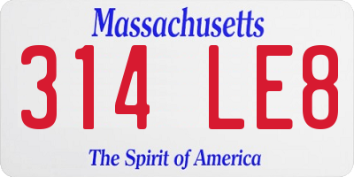 MA license plate 314LE8