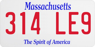 MA license plate 314LE9
