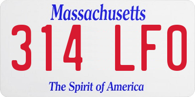 MA license plate 314LF0