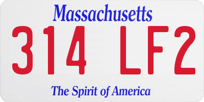 MA license plate 314LF2