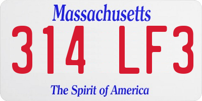 MA license plate 314LF3