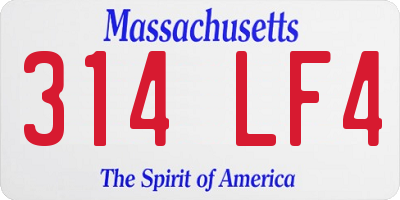 MA license plate 314LF4