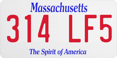 MA license plate 314LF5