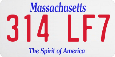 MA license plate 314LF7