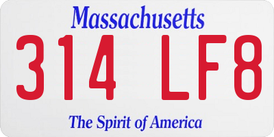 MA license plate 314LF8