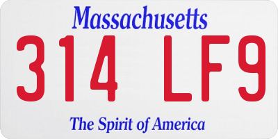 MA license plate 314LF9