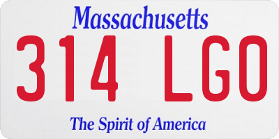 MA license plate 314LG0