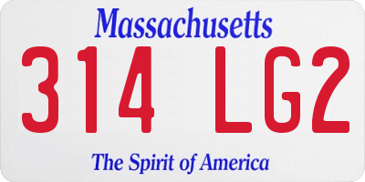 MA license plate 314LG2