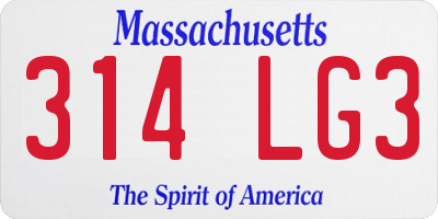 MA license plate 314LG3