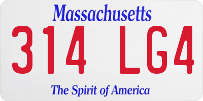 MA license plate 314LG4