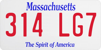 MA license plate 314LG7