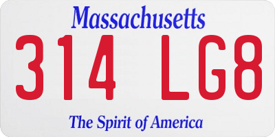 MA license plate 314LG8