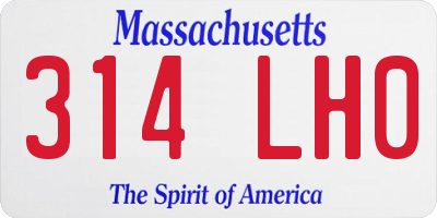 MA license plate 314LH0