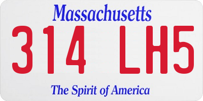 MA license plate 314LH5