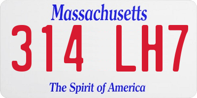 MA license plate 314LH7