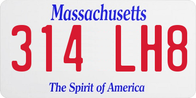 MA license plate 314LH8