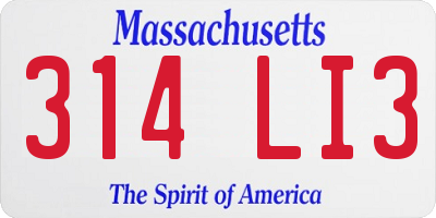 MA license plate 314LI3