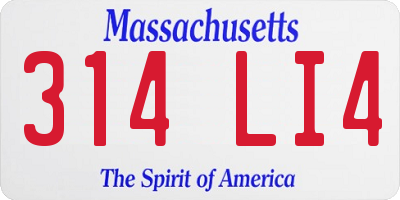 MA license plate 314LI4